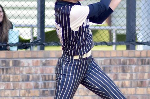 Kayla Nickell connects on a double in recent game.