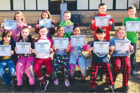 Honored for the month of December for their Empanty were Chritian Watham, Sophie Cassell, Grasyn Whitehead, Kiara Byrd, Kellee Byrd, Mario Gonzalez, Cameron Batey, back row Christina House, Lesli Williams, Dillon Maxwell, Kamden Adams and Brax Wofford
