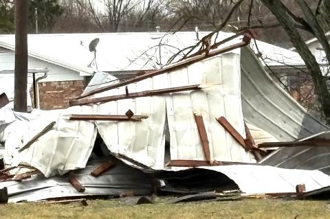 Sheetmetal and debris from local businesses