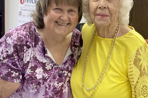 Joyce Lively and Jimmie Nell Turpin shared school day memories at the reunion.