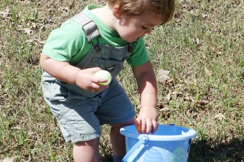 Asa Marshall liked putting eggs in his Easter bucket at the annual Allen hunt this past Saturday.