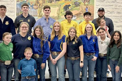 Congratulations to the Allen FFA and 4-H on their recent showings. Pictured (back, left to right) are Bodrey Goodson, Cooper Newberry, Brakstin Horton, Brady Crabtree, Eddie Gonzalez, and advisor Aaron Purkins with Abbie Nemecek; (front) P.J. Lewis, Maebr