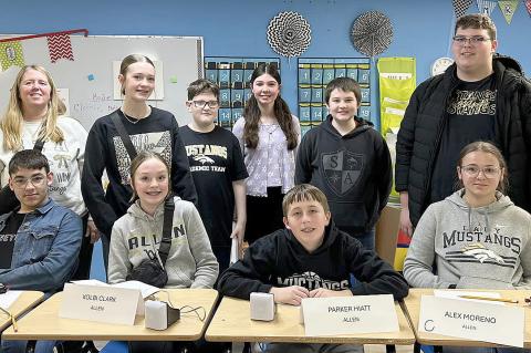 Congratulations to our JH Academic team for qualifying for state! Pictured (front) are Juan Moreno, Kolbi Clark, Parker Hiatt and Alex Moreno; (back) advisor Mrs. Kristy Hiatt, Sophia Shires, Joseph Turman, Sophie Cassell, Jaxton Stewart and Gage Goines.