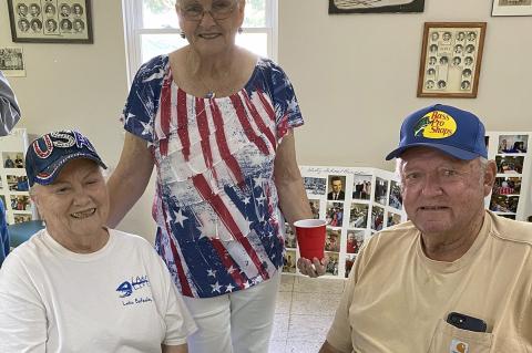 Enjoying a visit at the 2024 Gerty Reunion were Joyce Morris Turpin, Pauline Turpin Johnson and Tony Abney