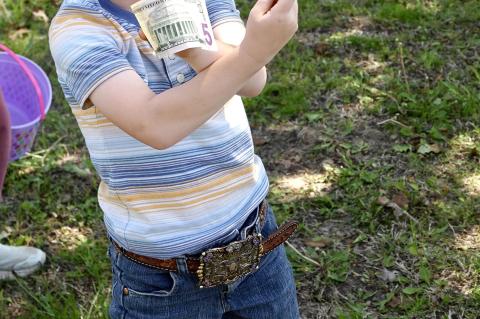 Kolten Bates found one of the $5 prize eggs. It is believed that the other $5 wasnt found.