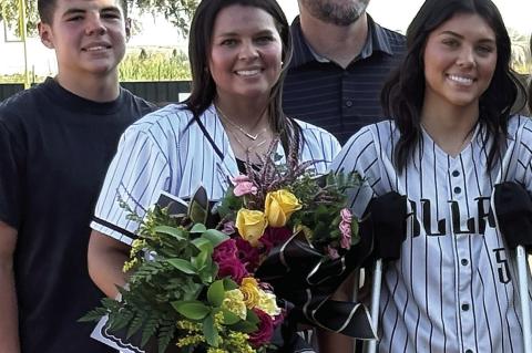 Allen Senior Softball player Cherish Woodward was honored during senior night along with her family Sissy &amp; Calem Woodward and brother Breken.