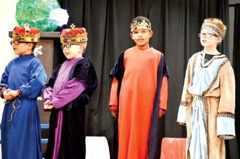 Dax Bain, Maddox Stoll, Desmond Whitehorn, Billy Johnson were very wisemen following the star in the Calvin program. - photo by Meagan Lively Niblett