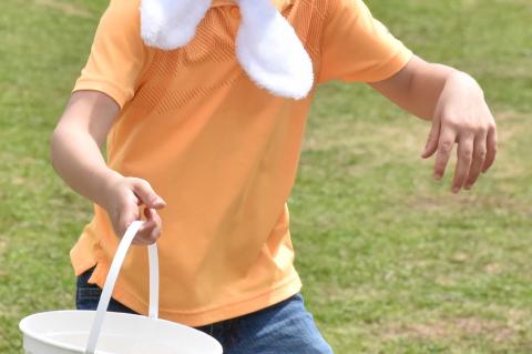 Levi Iker didnt let his bunny ears slow him down as he raced to find more eggs.