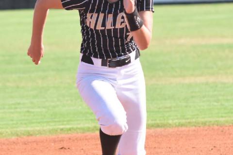 Kloe Goodson stealing third base against Weowka Tuesday. The Allen Junior High will be hosting a Fastpitch tournament on Friday and Saturday, If you get a chance come out and watch these future Lady Mustangs.