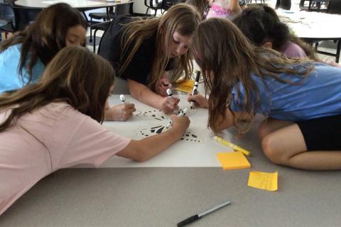 Allen 3rd and 4th Grade working on Mural for the Park thanks to Grant