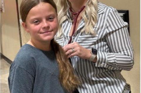 Heather Prentice is making sure Maebree Howards in great shape for the upcoming school year.