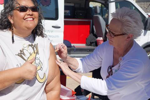 	Rachel Stick was one of the 230 people that took advantage of the Chickasaw Nation Flu and Covid Vaccination Clinic in Allen last