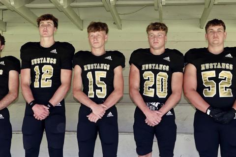These nine seniors start their final football season as begin their season Friday at their first scrimmage in Konawa beginning at 6 p.m. (l-r) Ethan Smith, Davion Byrd, Kayd Bell, Quinton Box, Brayden Holloway, Noah Bray, Blake Campbell, Curt Carlos and C