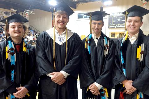 Kason Linker, Adam Sawatzky, Colby Lindsey and Brenden Linker before graduation