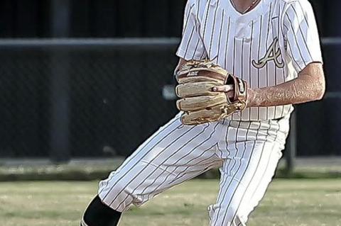 Senior Kale Horton takes the throw at second base.