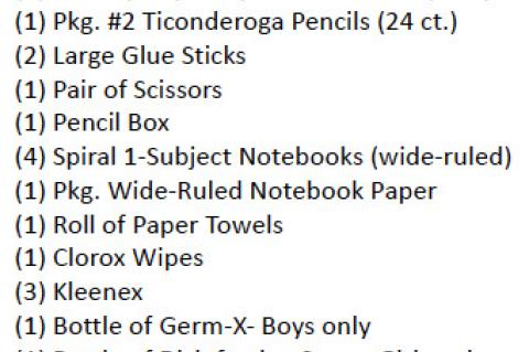 Allen School Supply List