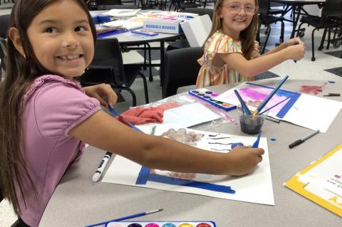 Allen 3rd and 4th Grade working on Mural for the Park thanks to Grant
