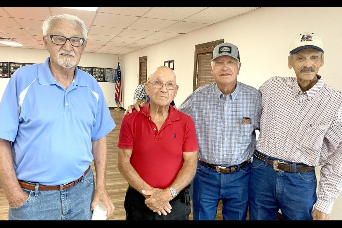 These former Atwood Cowboys enjoyed reminiscing and catching up on life. Pictured are Jerry Shepherd, Wendell Pierce, Tommy McFerran and David Harrington.
