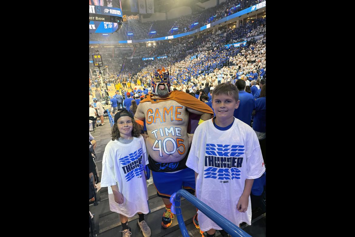 As most of us have been glued to our tv’s watching the OKC Thunder in the NBA Finals, Deacon and Creed Sanford were lucky enough to get to attend the game last Monday. Looks like they had great seats and met another big fan. They also received some auto