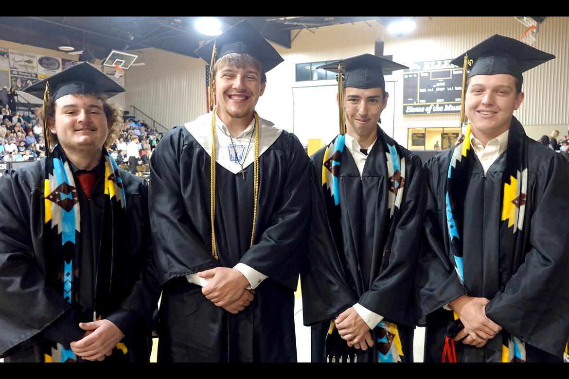 Kason Linker, Adam Sawatzky, Colby Lindsey and Brenden Linker before graduation