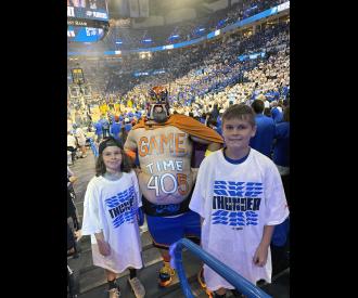 As most of us have been glued to our tv’s watching the OKC Thunder in the NBA Finals, Deacon and Creed Sanford were lucky enough to get to attend the game last Monday. Looks like they had great seats and met another big fan. They also received some auto