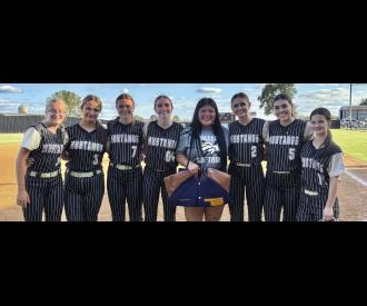 Monday, Kaylee Davis was presented her All-State Jacket for making the All-State Softball team last season. Kaylee an Allen 2025 graduate is pictured with some of her former teammates: Kierra Frederick, Charlie Shults, Kryslyn Stephens, Kayla Nickell - Ka